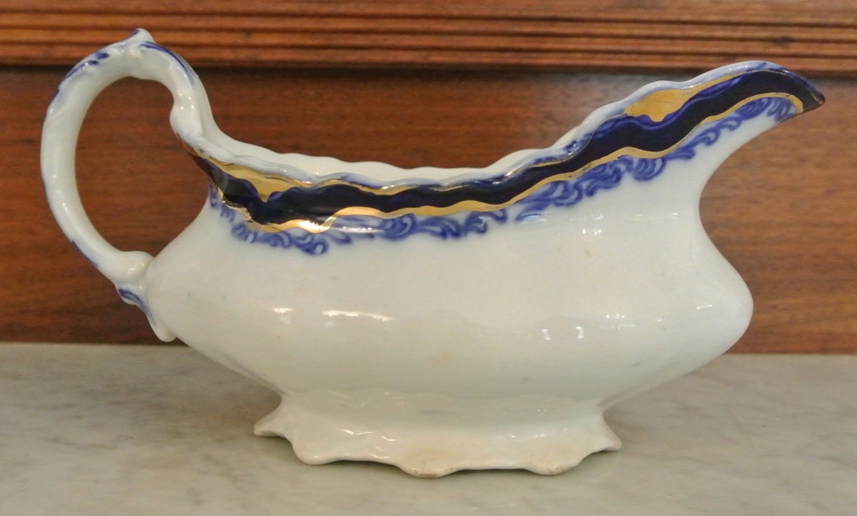 Antique Flow Blue J&G MEAKIN HANLEY Gravy Boat. Dining Room Decor