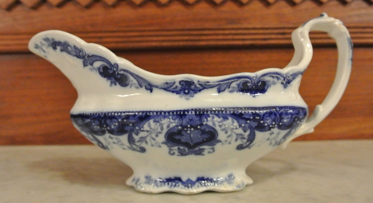 Antique Megal Hanley J.&G. Meakin England Flow Blue Gravy Boat.