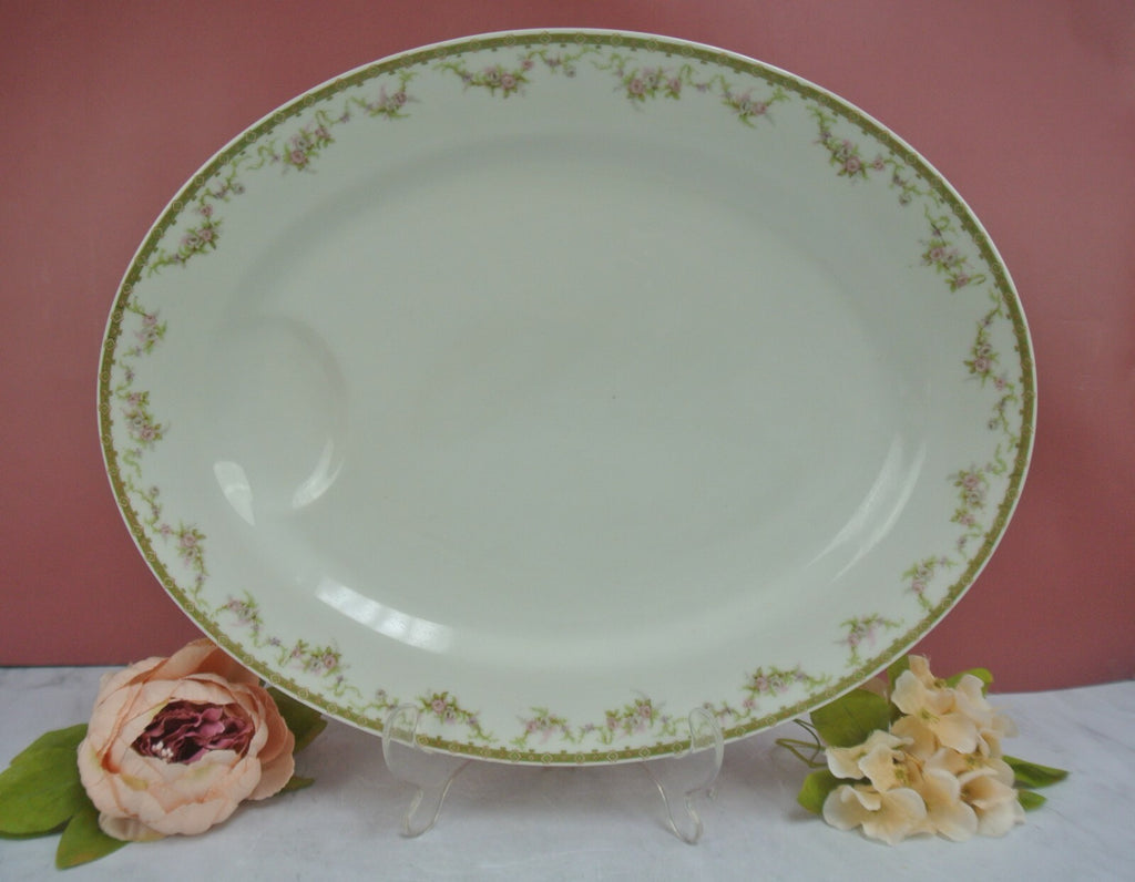 Vintage Theodore Haviland Limoges Gold Floral White Meat Platter 15-1/2"