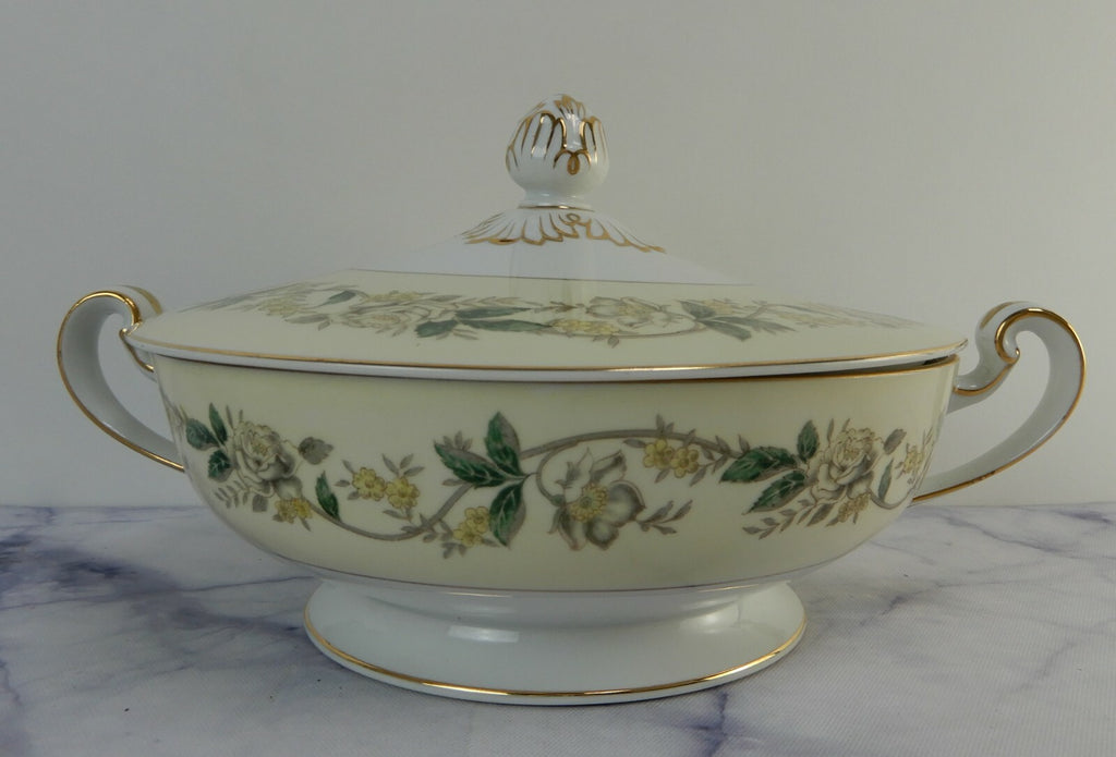 Vintage Lidded Round Vegetable Bowl Noritake Morimura 5020 White Rose and Leaf