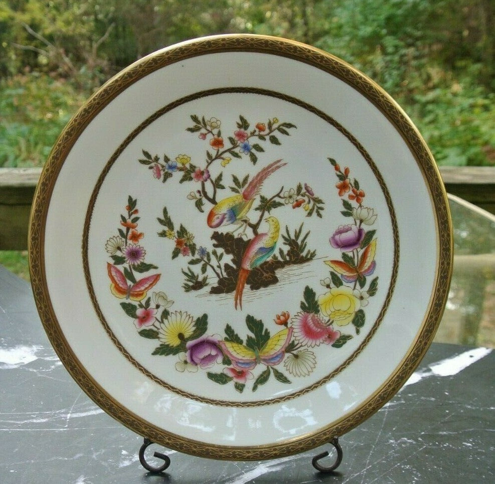 Royal Worcester Porcelain Gold Rim Chelsea Birds 9-1/8" Plate  C
