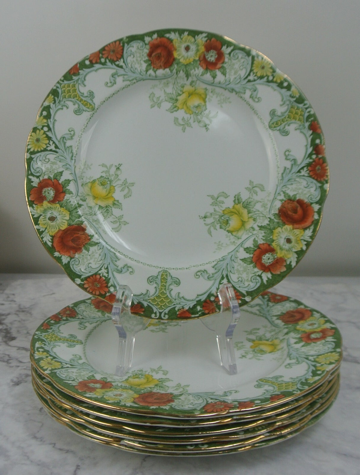 Set of 7 Antique Belmont J.H.W & Sons England Luncheon Plates