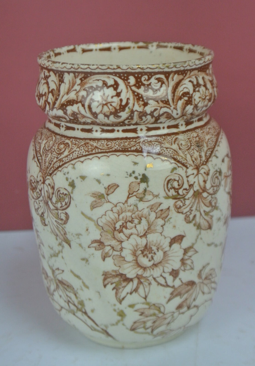 Antique Doulton's Fontainbleu Burlen Brown and Gold Small Pitcher