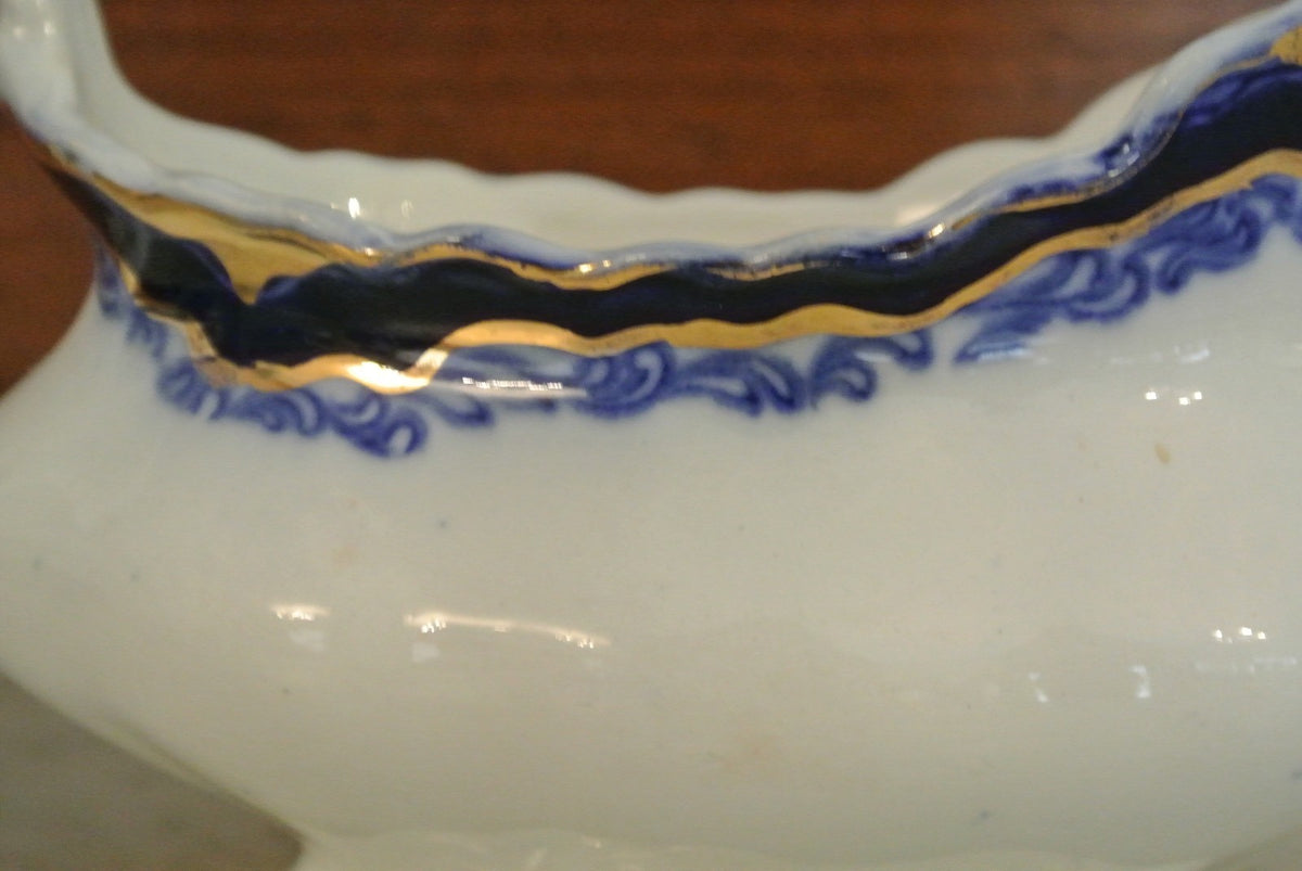 Antique Flow Blue J&G MEAKIN HANLEY Gravy Boat. Dining Room Decor