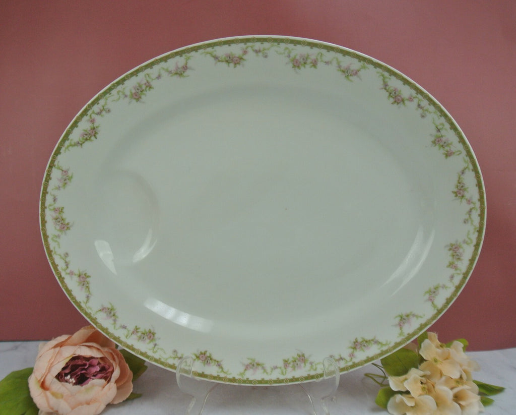Vintage Theodore Haviland Limoges Gold Floral White Meat Platter 15-1/2"