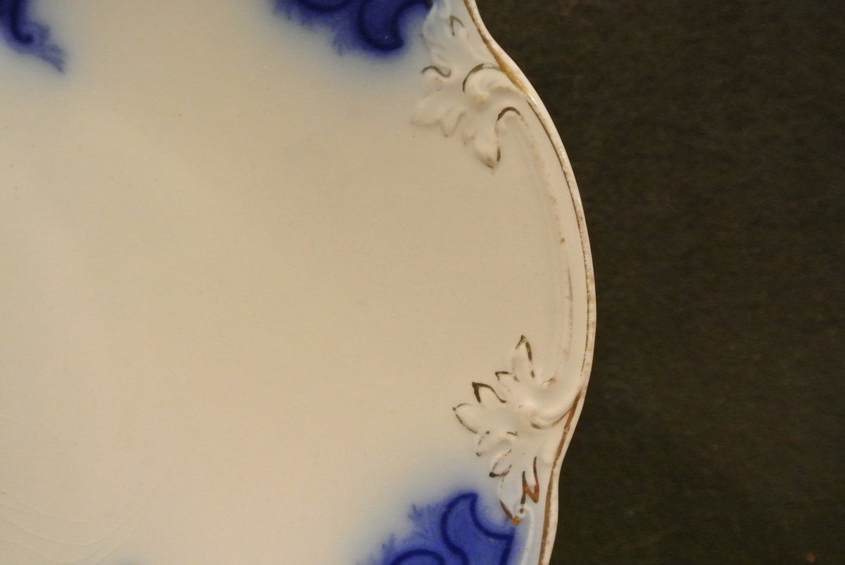 Antique Flow Blue Semi-China Grindley's Lynton Plate W/ Unusual Back Stamp