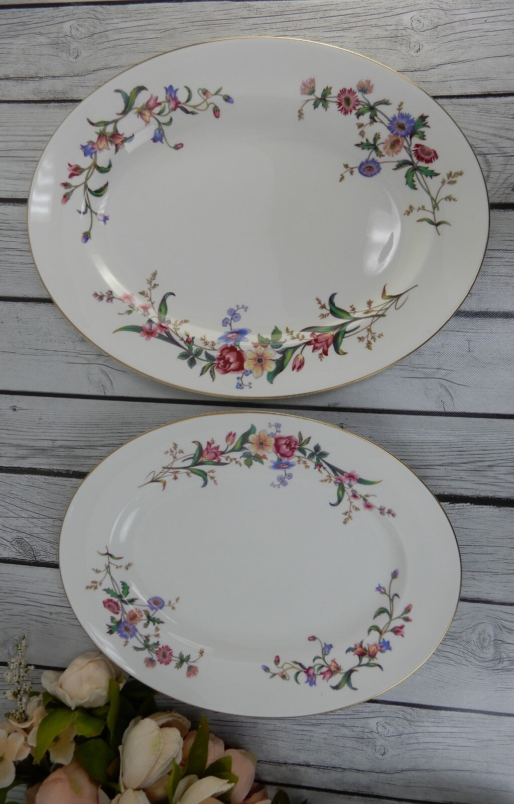 Vintage Wedgwood " Devon Sprays " Set of two Oval 15" Patter and 13-1/2" Platter