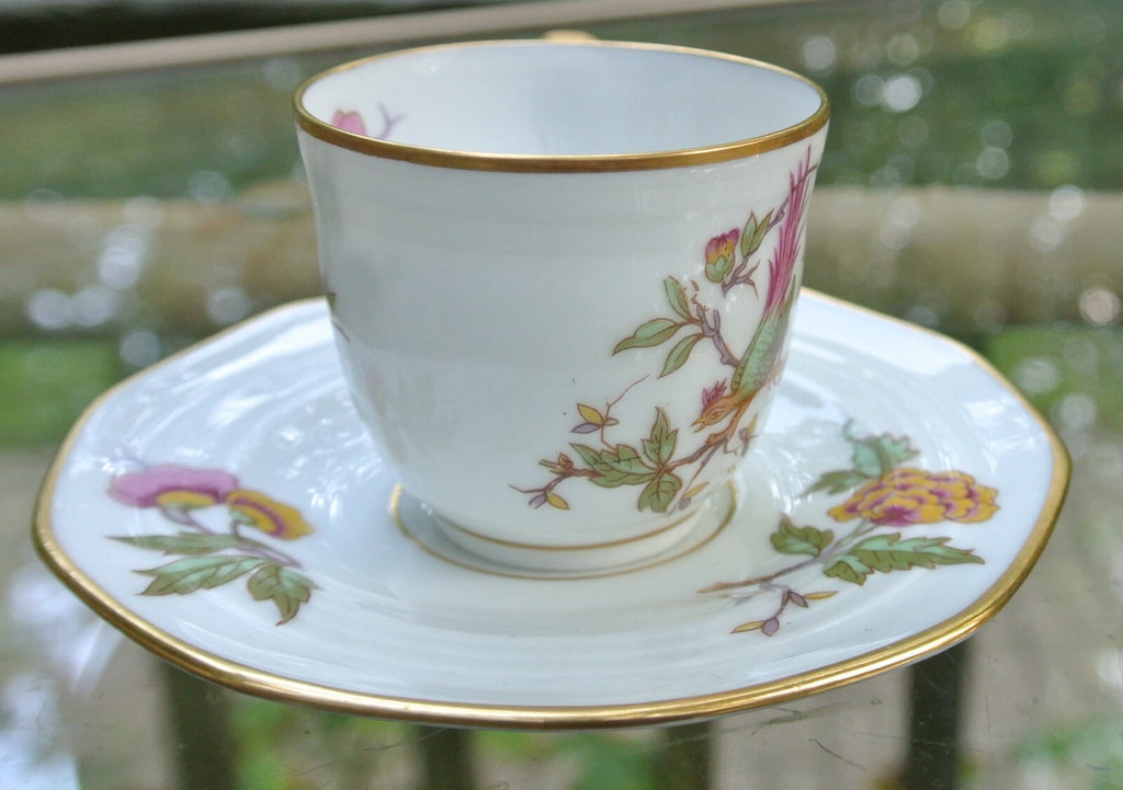 Vintage Olik Limoges France ULIM Bird and Floral Design Demitasse Cup and Saucer
