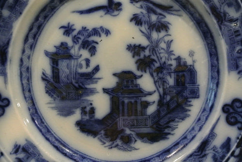 Antique Flow Blue Ironstone: J. Clementson-"Chusan" -9-3/8" Plate 19th cent.-