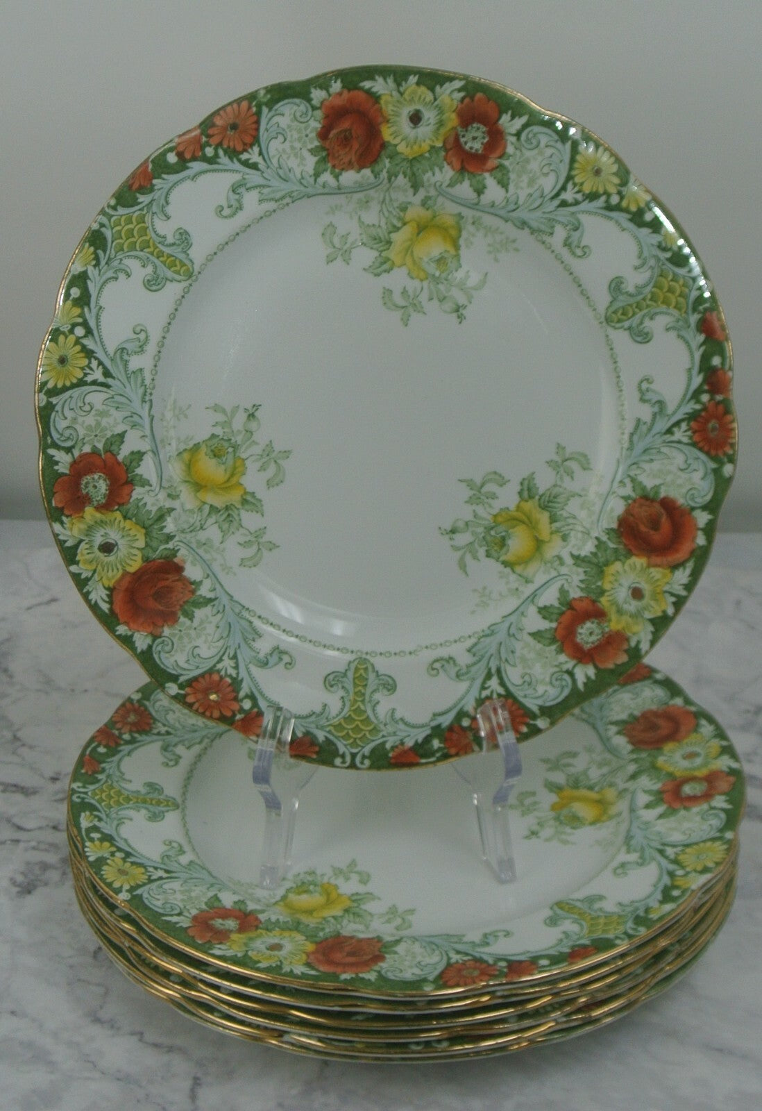 Set of 7 Antique Belmont J.H.W & Sons England Luncheon Plates