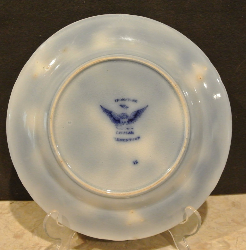 Antique Flow Blue Ironstone: J. Clementson-"Chusan" -9-3/8" Plate 19th cent.-