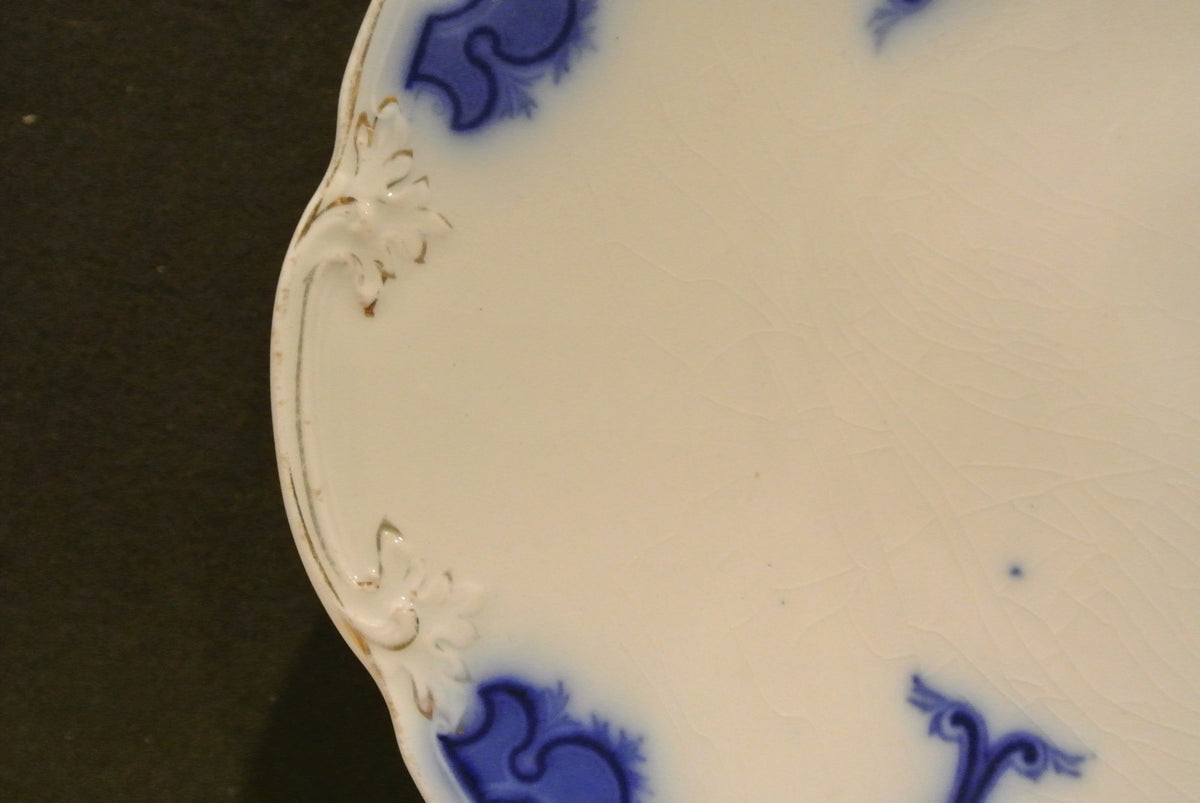 Antique Flow Blue Semi-China Grindley's Lynton Plate W/ Unusual Back Stamp
