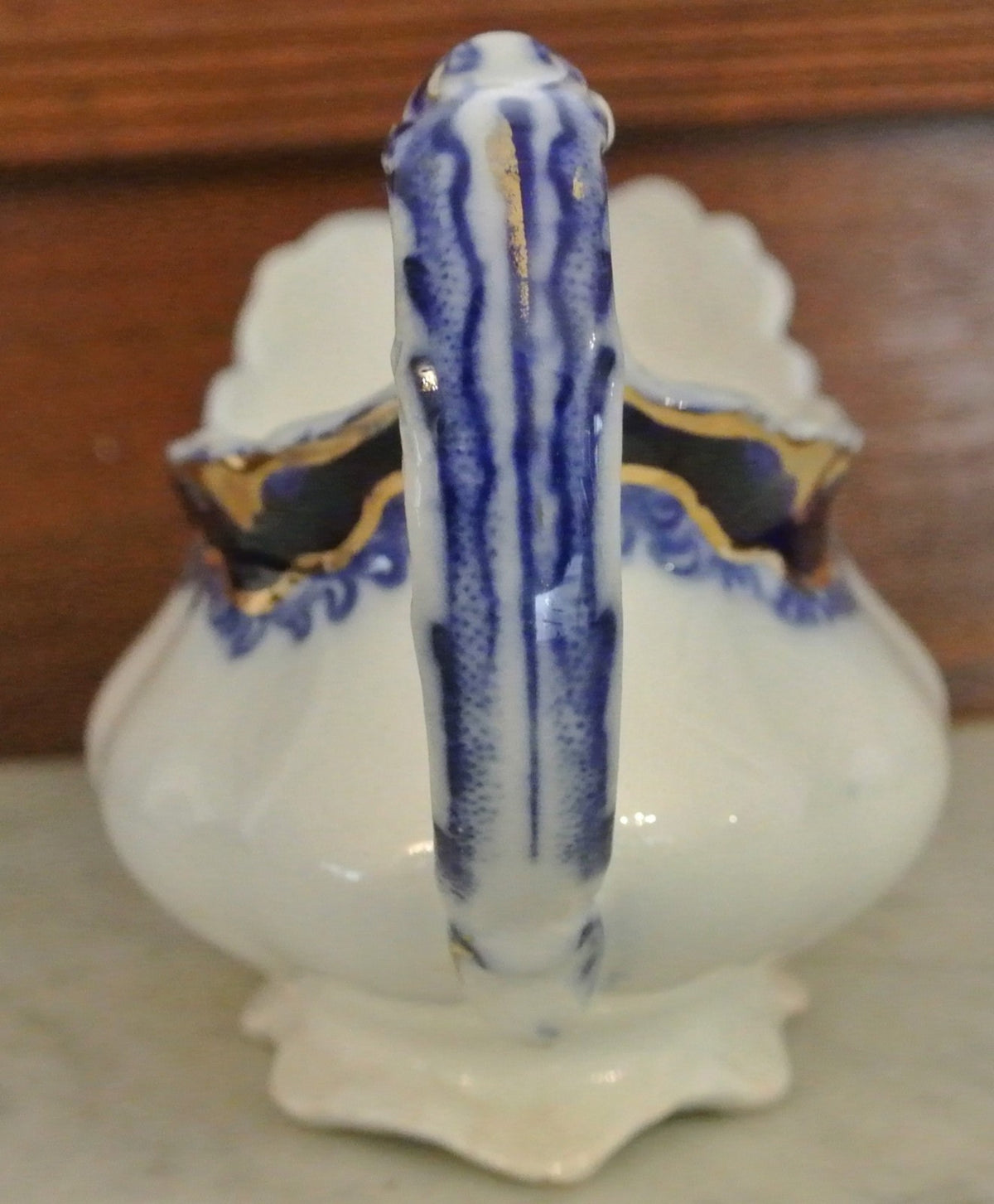 Antique Flow Blue J&G MEAKIN HANLEY Gravy Boat. Dining Room Decor