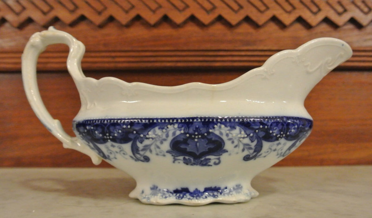 Antique Megal Hanley J.&G. Meakin England Flow Blue Gravy Boat.