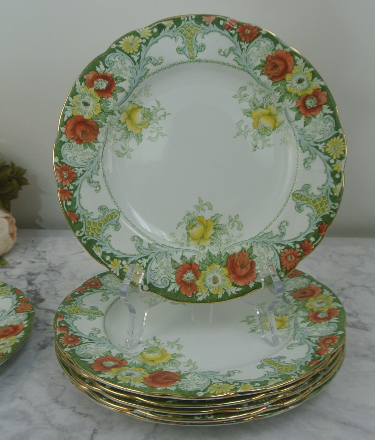 Set of 7 Antique Belmont J.H.W & Sons England Luncheon Plates