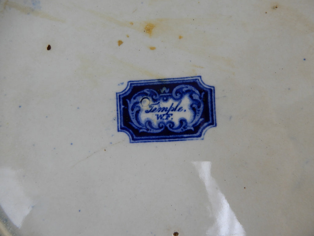 Antiq. Flow Blue Bristol Pottery "TEMPLE"~ 10" Plate William Fifield ca. 1810-55