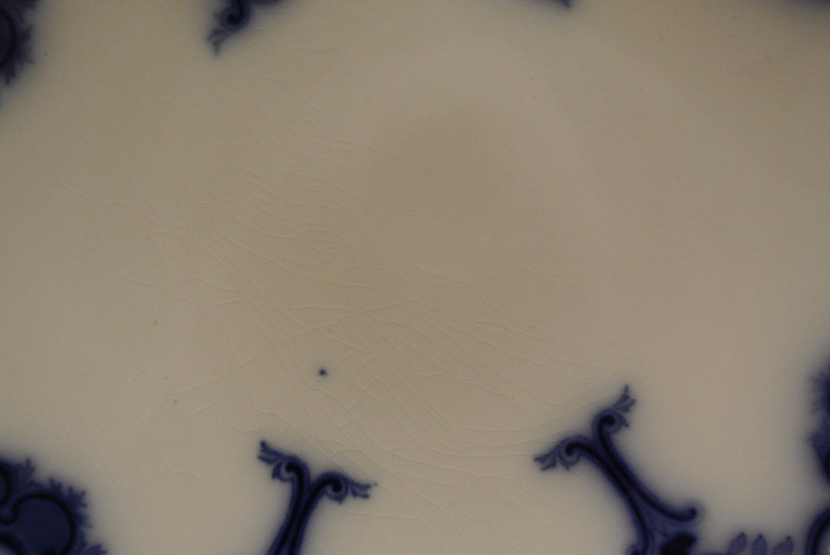 Antique Flow Blue Semi-China Grindley's Lynton Plate W/ Unusual Back Stamp