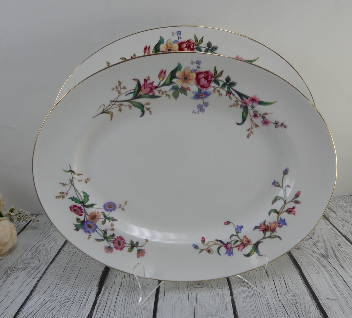Vintage Wedgwood " Devon Sprays " Set of two Oval 15" Patter and 13-1/2" Platter