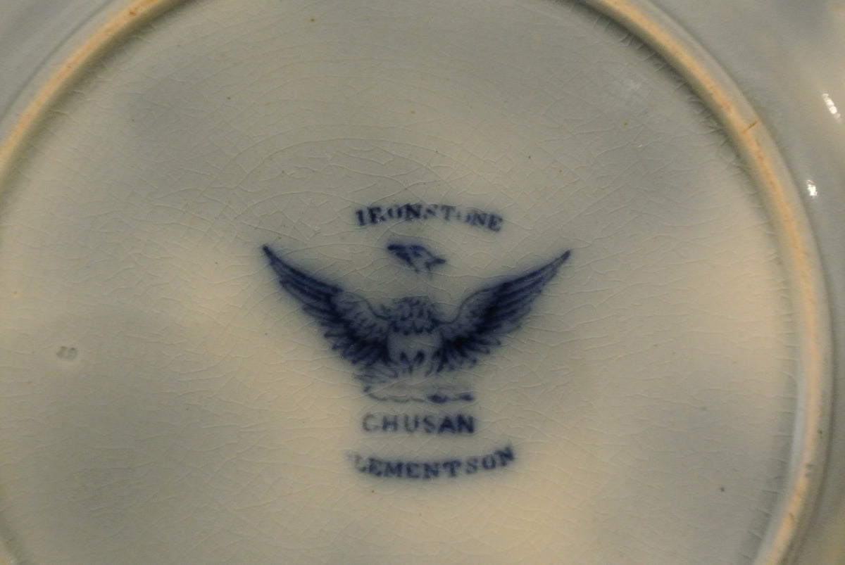 Antique Flow Blue Ironstone: J. Clementson-"Chusan" -9-3/8" Plate 19th cent.-