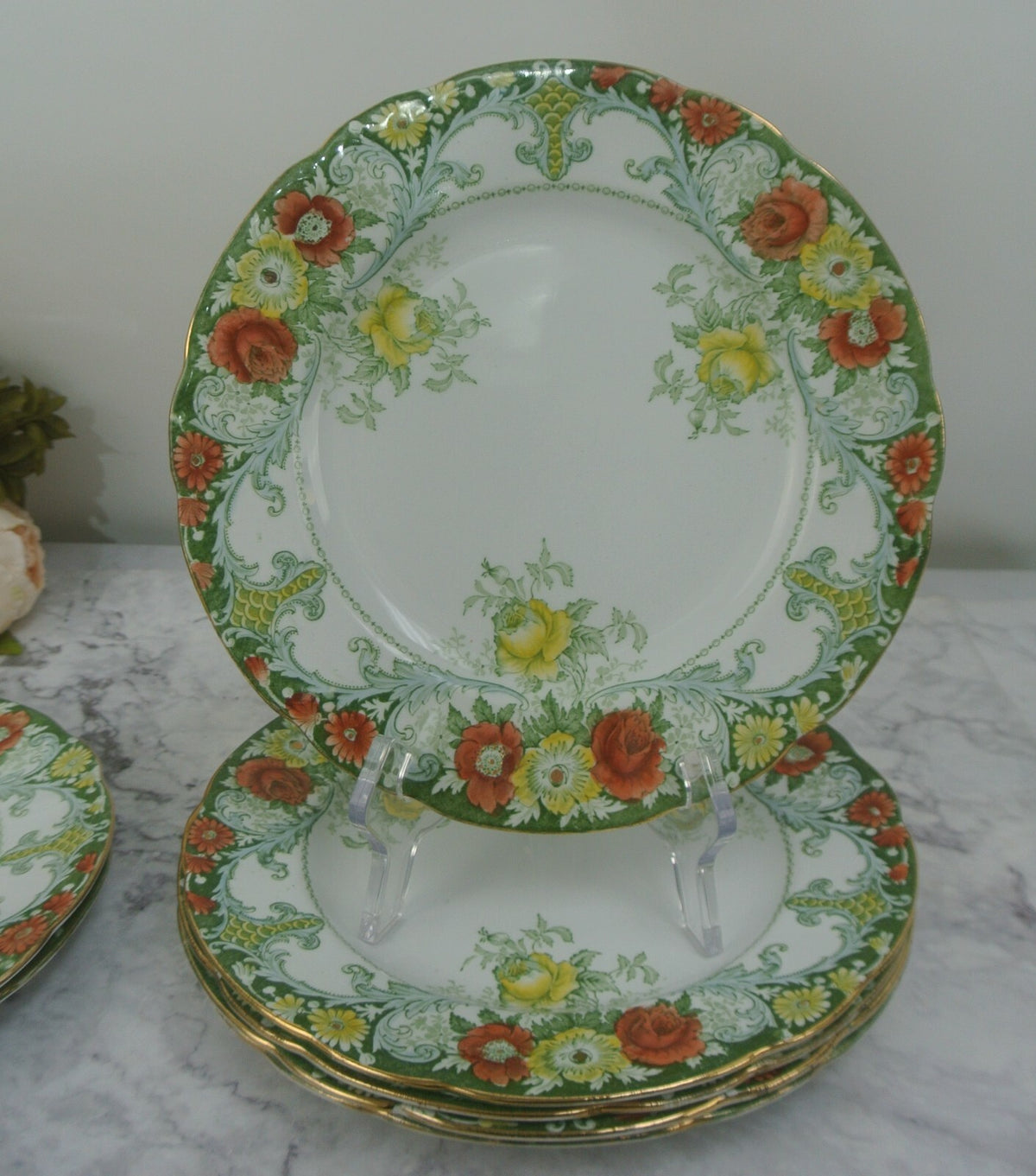 Set of 7 Antique Belmont J.H.W & Sons England Luncheon Plates