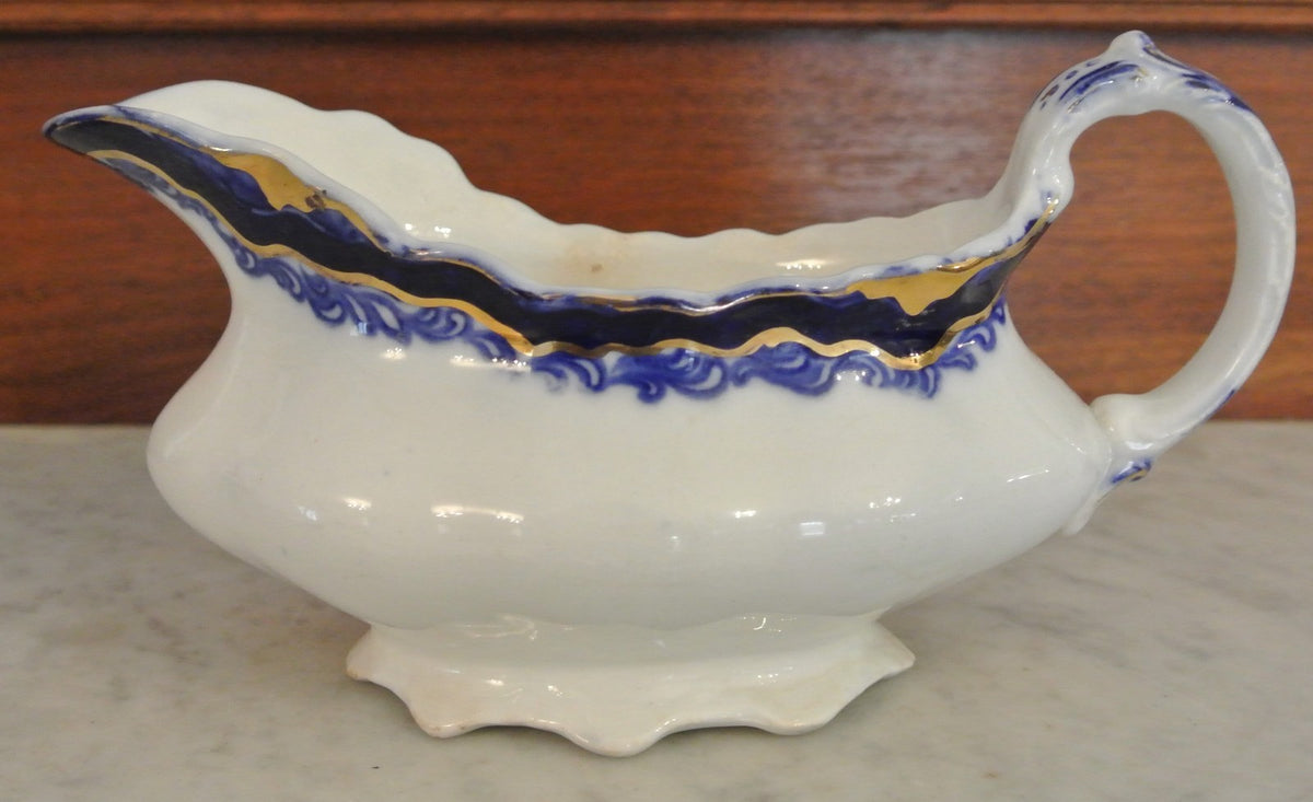 Antique Flow Blue J&G MEAKIN HANLEY Gravy Boat. Dining Room Decor