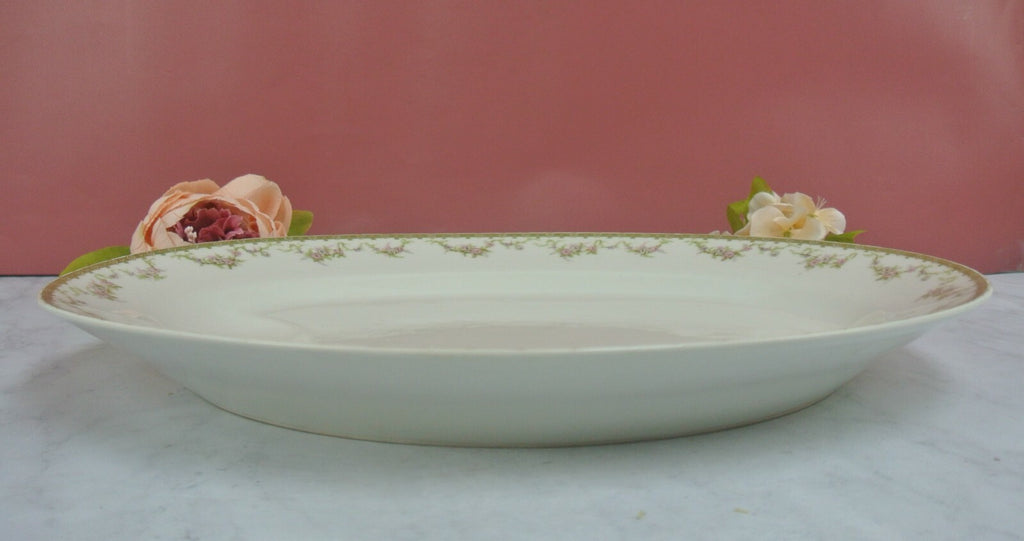 Vintage Theodore Haviland Limoges Gold Floral White Meat Platter 15-1/2"