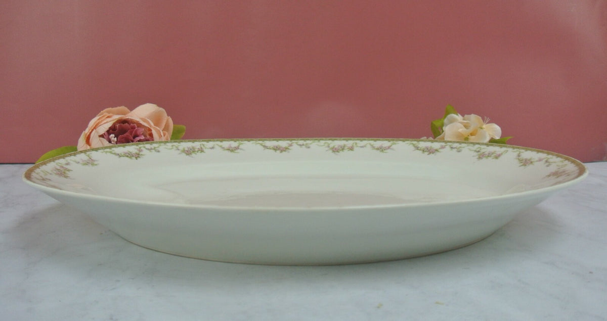 Vintage Theodore Haviland Limoges Gold Floral White Meat Platter 15-1/2"