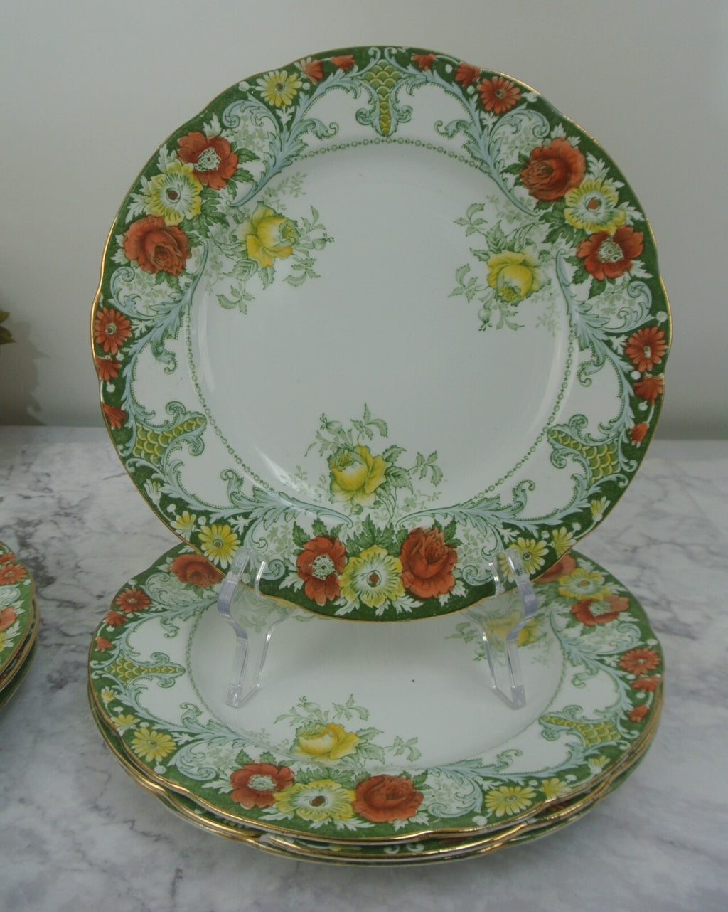 Set of 7 Antique Belmont J.H.W & Sons England Luncheon Plates