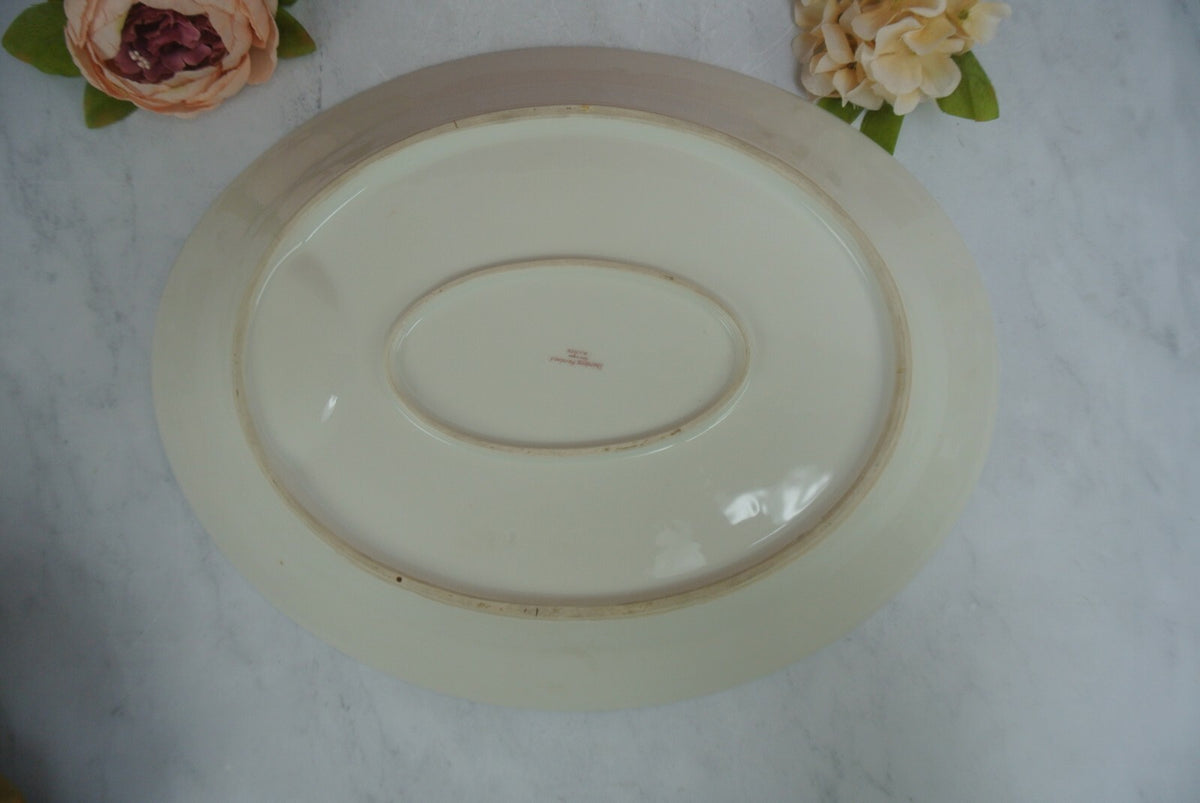 Vintage Theodore Haviland Limoges Gold Floral White Meat Platter 15-1/2"