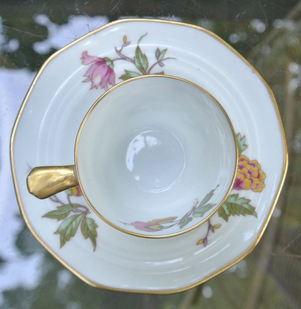 Vintage Olik Limoges France ULIM Bird and Floral Design Demitasse Cup and Saucer