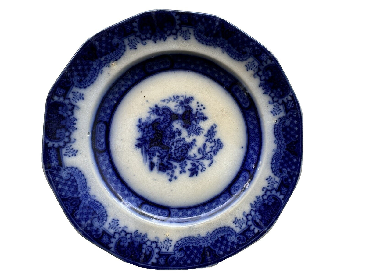 Antique Flow Blue Ironstone: J. Clementson-"Chusan" -9-3/8" Plate 19th cent.-