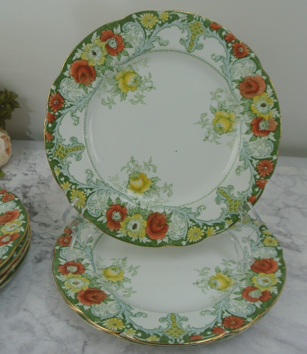 Set of 7 Antique Belmont J.H.W & Sons England Luncheon Plates