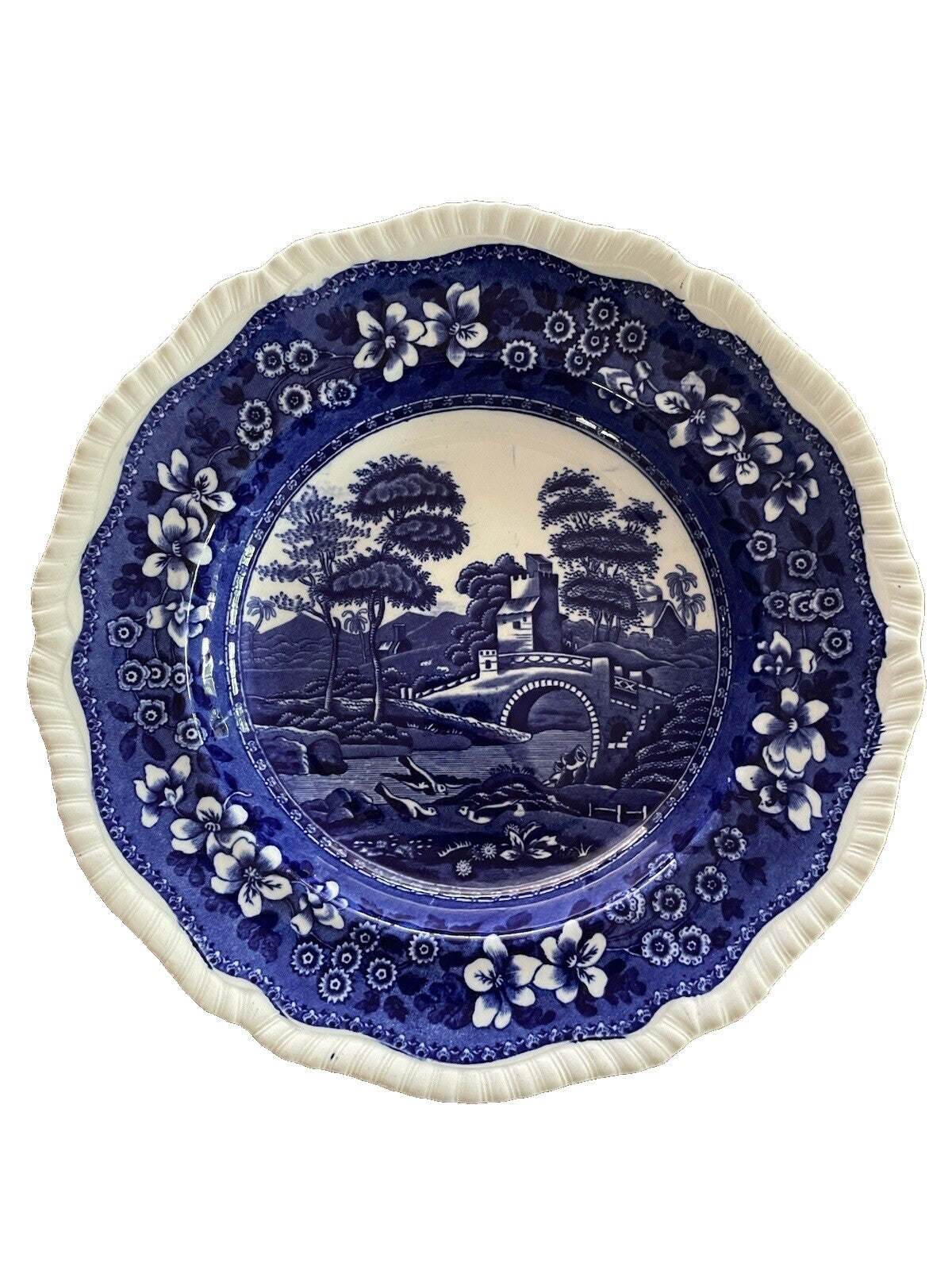 Antique Flow Blue Ironstone: J. Clementson-"Chusan" -9-3/8" Plate 19th cent.-