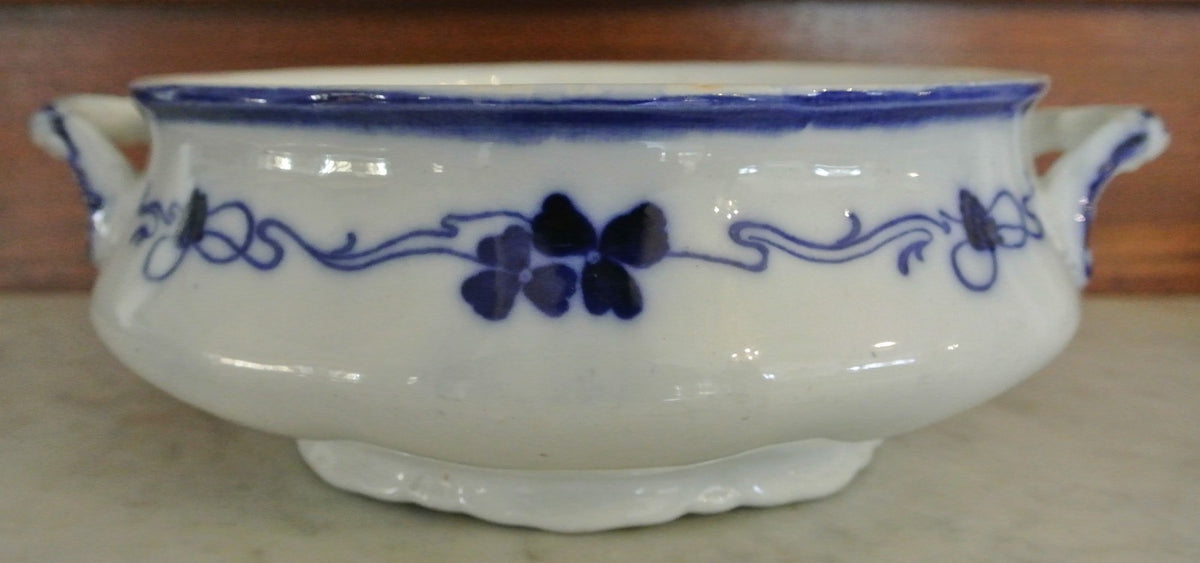 Wm. Grindley England - Clover - Flow Blue Oval Serving Bowl No Lid