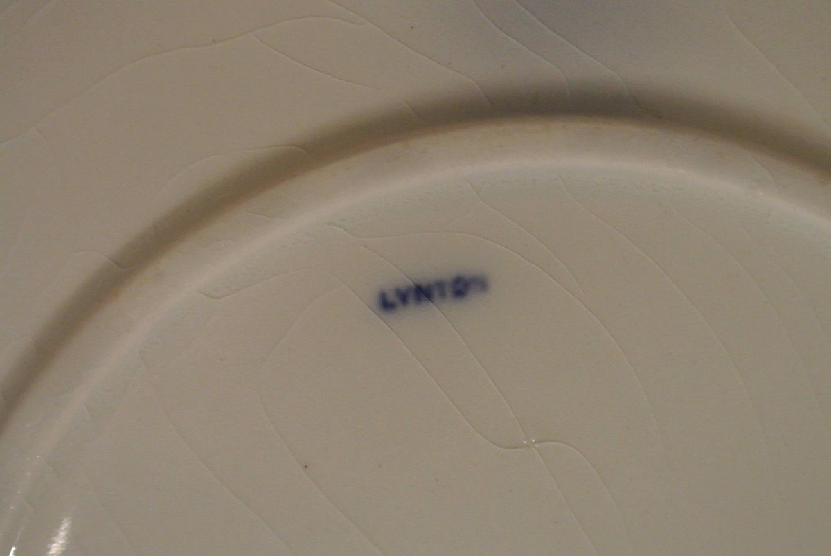 Antique Flow Blue Semi-China Grindley's Lynton Plate W/ Unusual Back Stamp