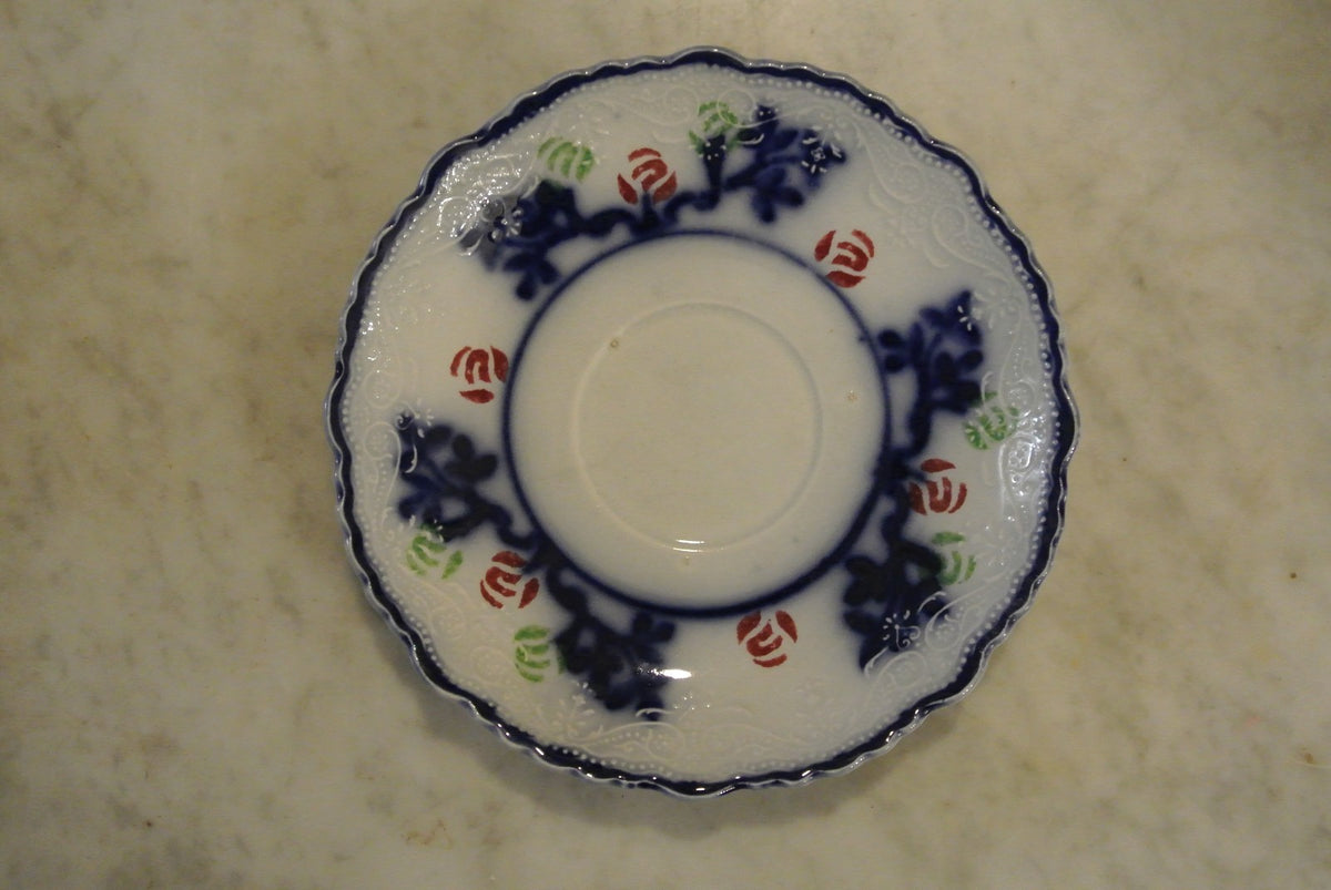 W.m. Adams Crown Semi Porcelain Flow Blue Cup and Saucer. Kitchen Display. Decor