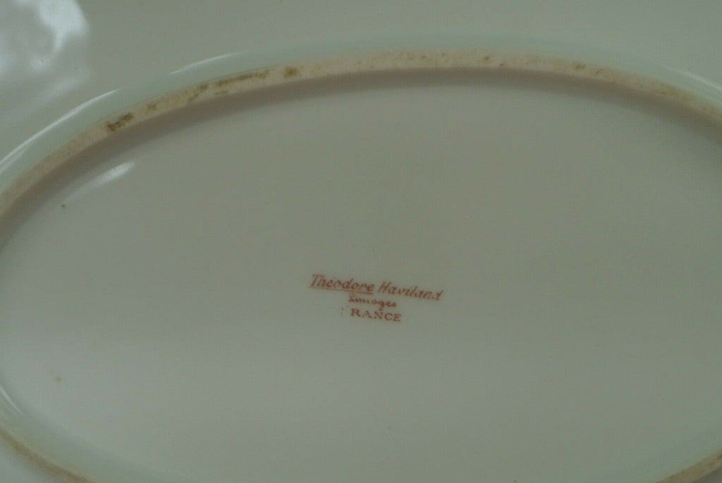 Vintage Theodore Haviland Limoges Gold Floral White Meat Platter 15-1/2"