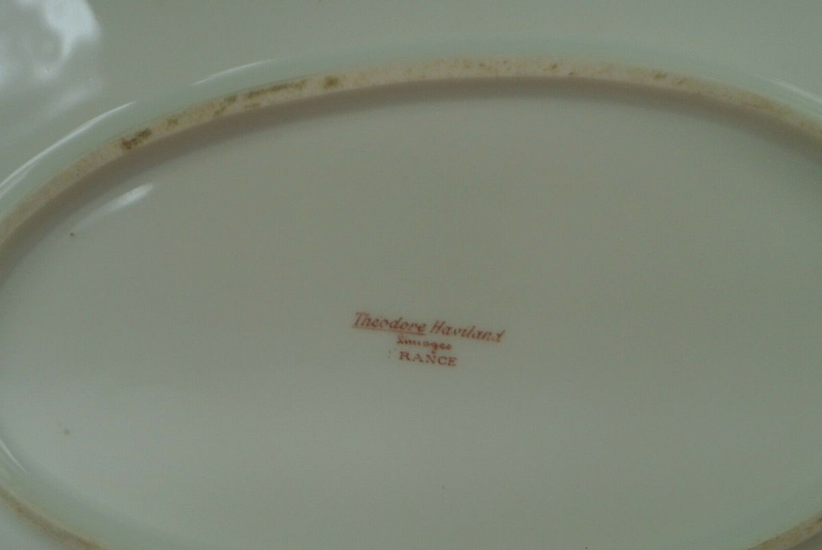 Vintage Theodore Haviland Limoges Gold Floral White Meat Platter 15-1/2"