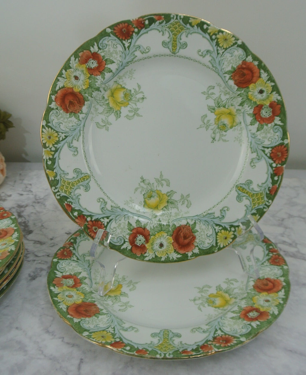 Set of 7 Antique Belmont J.H.W & Sons England Luncheon Plates