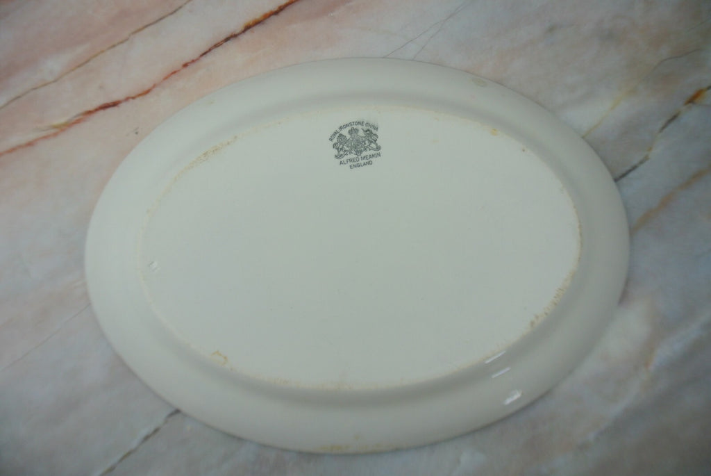 Antique Ironstone Alfred Meakin England White Oval Platter  13-1/2"