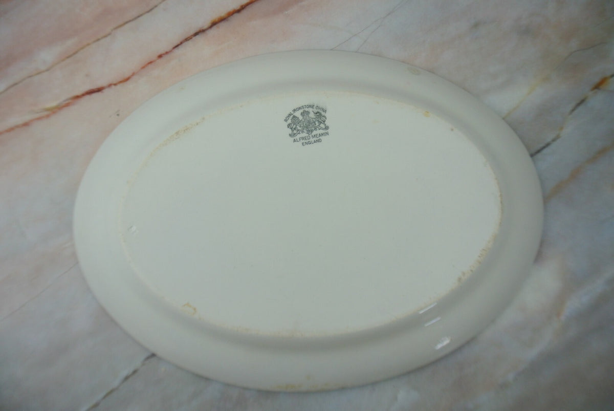 Antique Ironstone Alfred Meakin England White Oval Platter  13-1/2"