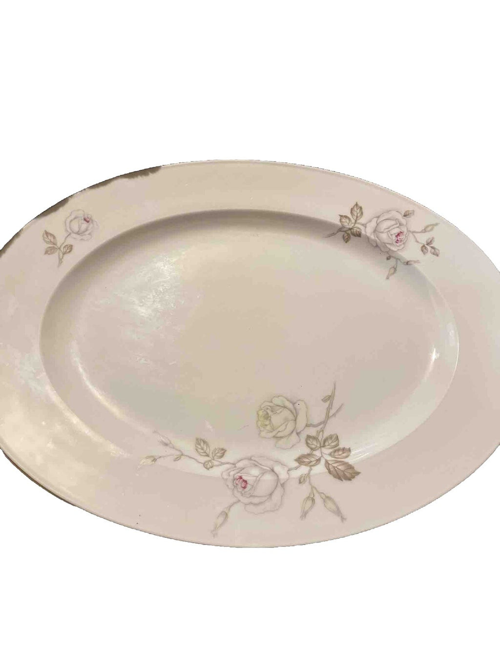 Vintage Theodore Haviland Limoges Gold Floral White Meat Platter 15-1/2"