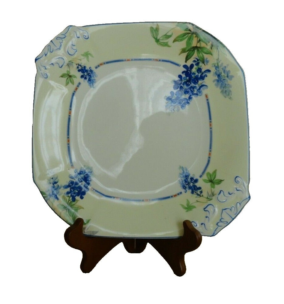 Antique Flow Blue Semi-China Grindley's Lynton Plate W/ Unusual Back Stamp