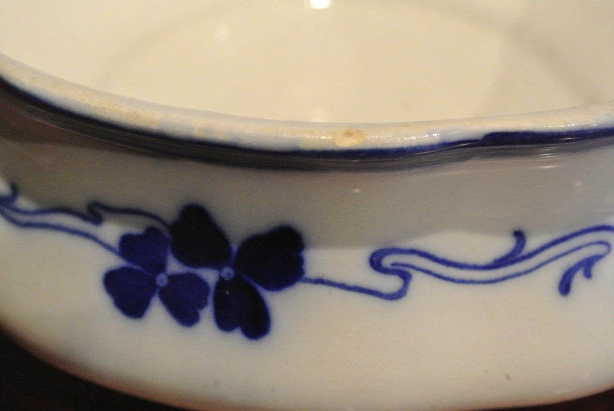 Wm. Grindley England - Clover - Flow Blue Oval Serving Bowl No Lid