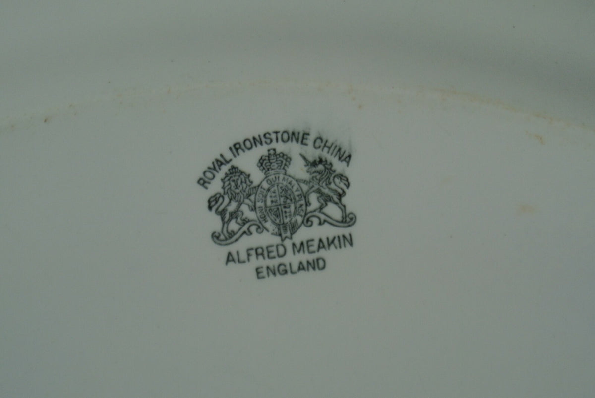 Antique Ironstone Alfred Meakin England White Oval Platter  13-1/2"