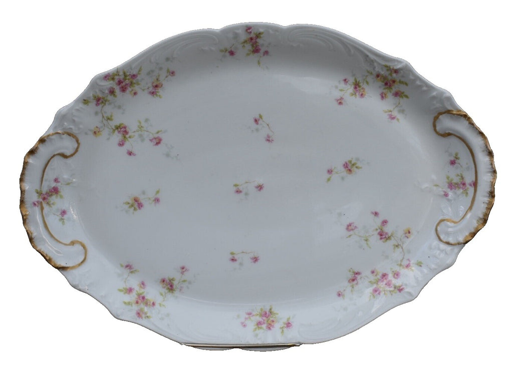 Vintage Theodore Haviland Limoges Gold Floral White Meat Platter 15-1/2"