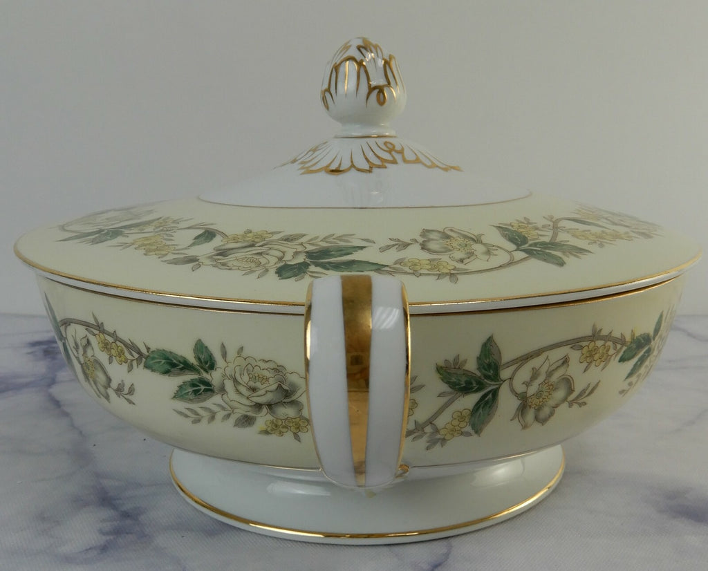 Vintage Lidded Round Vegetable Bowl Noritake Morimura 5020 White Rose and Leaf