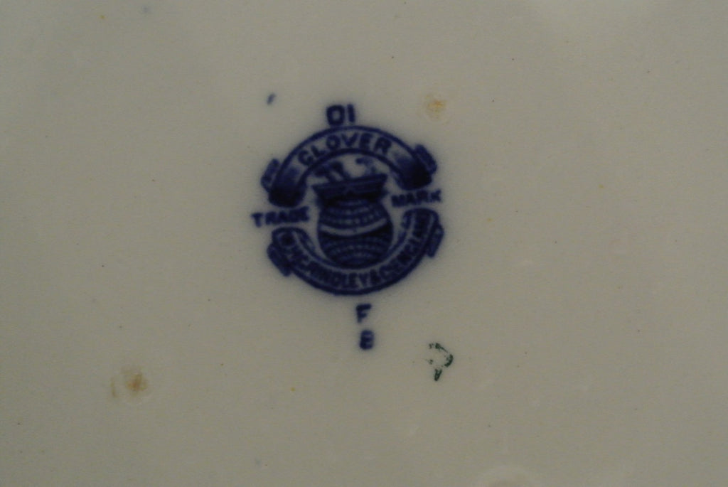 Wm. Grindley England - Clover - Flow Blue Oval Serving Bowl No Lid