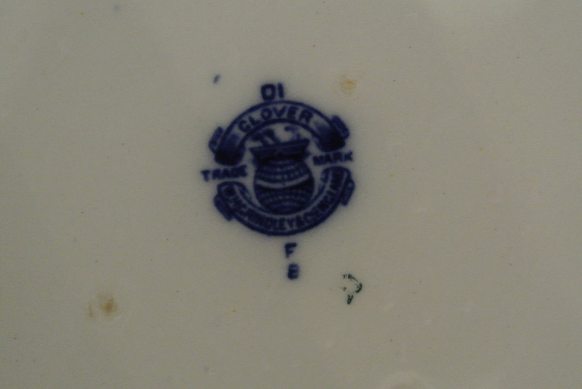 Wm. Grindley England - Clover - Flow Blue Oval Serving Bowl No Lid