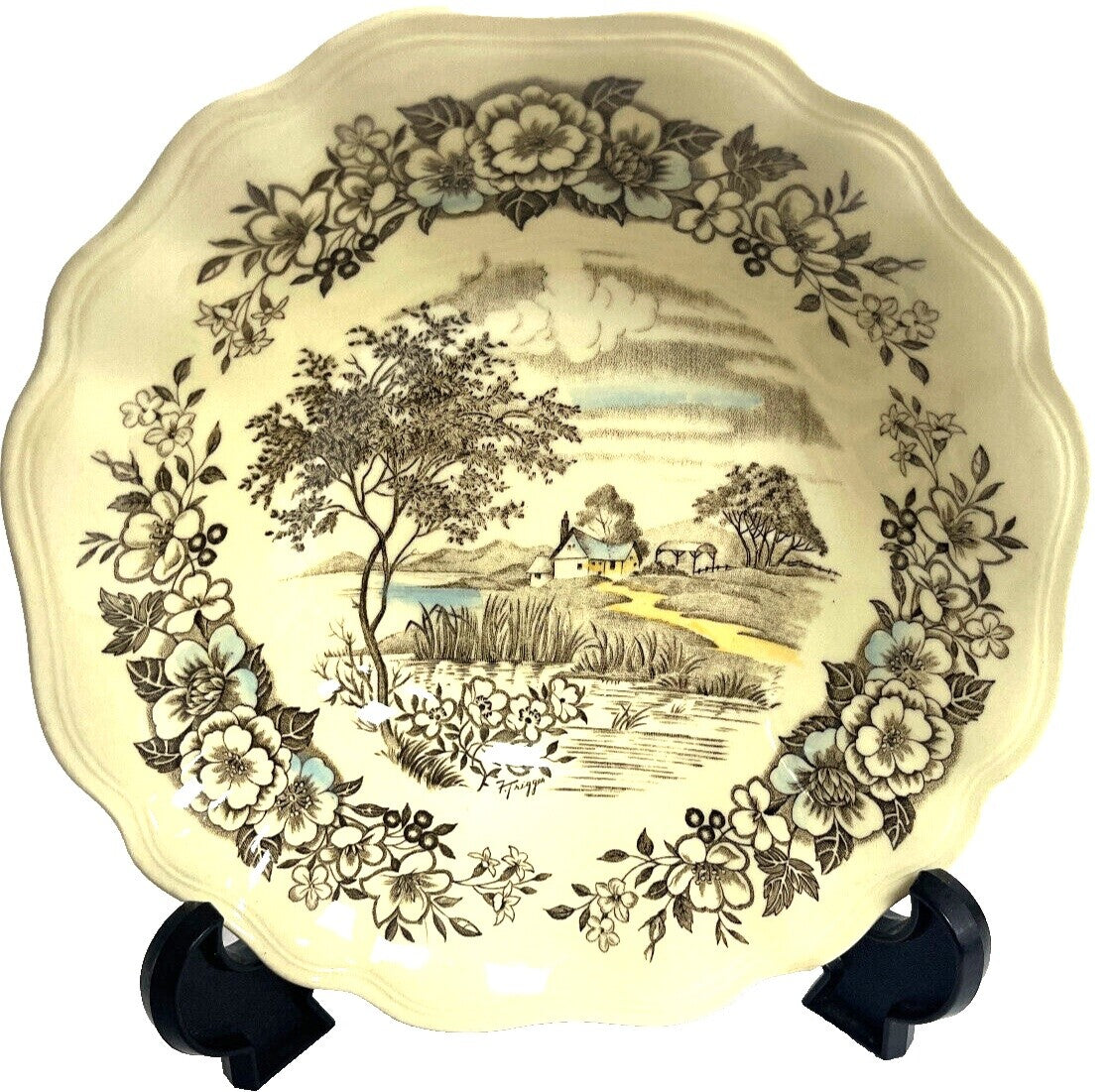 Antique Flow Blue Ironstone: J. Clementson-"Chusan" -9-3/8" Plate 19th cent.-